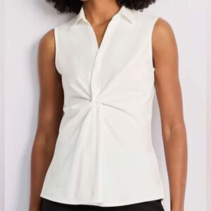 41 Hawthorn Tyler Knit Poplin Blouse  White Large NWT STITCH FIX